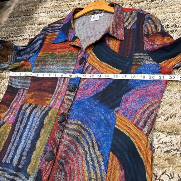 Parsley & Sage Multi Color Button Down Artsy Knit Cardigan/Tunic with Pockets - Picture 10 of 10